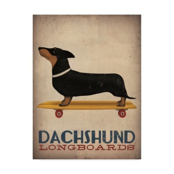 Trademark Fine Art Ryan Fowler 'Dachshund Longboards' Canvas Art, 14x19 WAP06336-C1419GG